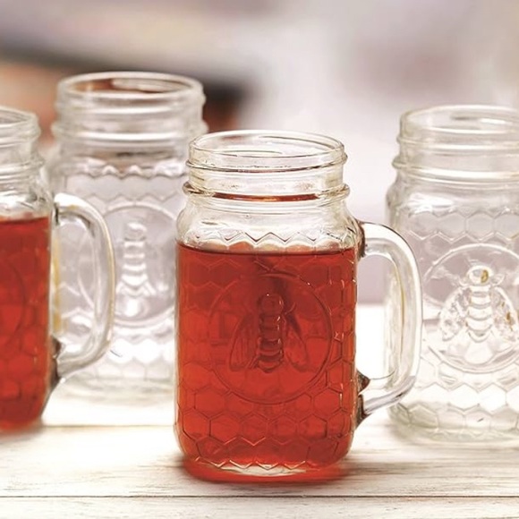 Circleware Glass Mason Jars, Set of 4, 17 oz, Honey Bee Mugs - Picture 3 of 6